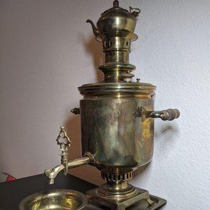Rare Antique Russian Brass Samovar Set